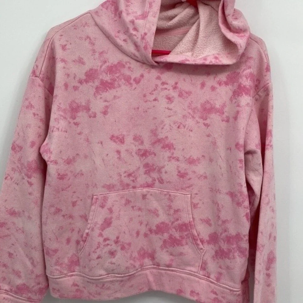 Old Navy Girls Pullover Hoodie Sweatshirt Pink Tie Dye Front Pocket XL 14-16